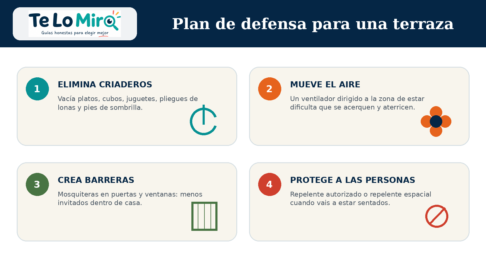 Plan para evitar mosquitos en una terraza