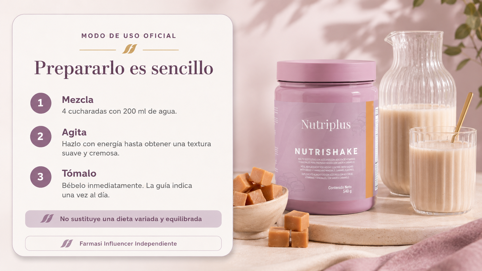 Modo de uso de Nutrishake de Farmasi